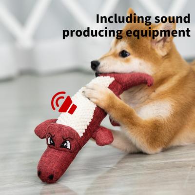 Pet çiğneme oyuncakları interaktif karikatür hayvan peluş timsah şekli köpek ses oyuncak kemiren taşlama diş eğitim malzemeleri