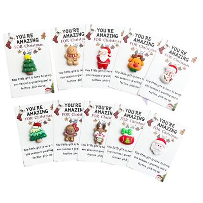 Christmas Miniature Hug Cards with Resin Charm for Holiday Encouragement and Emotional Support Party Supplies