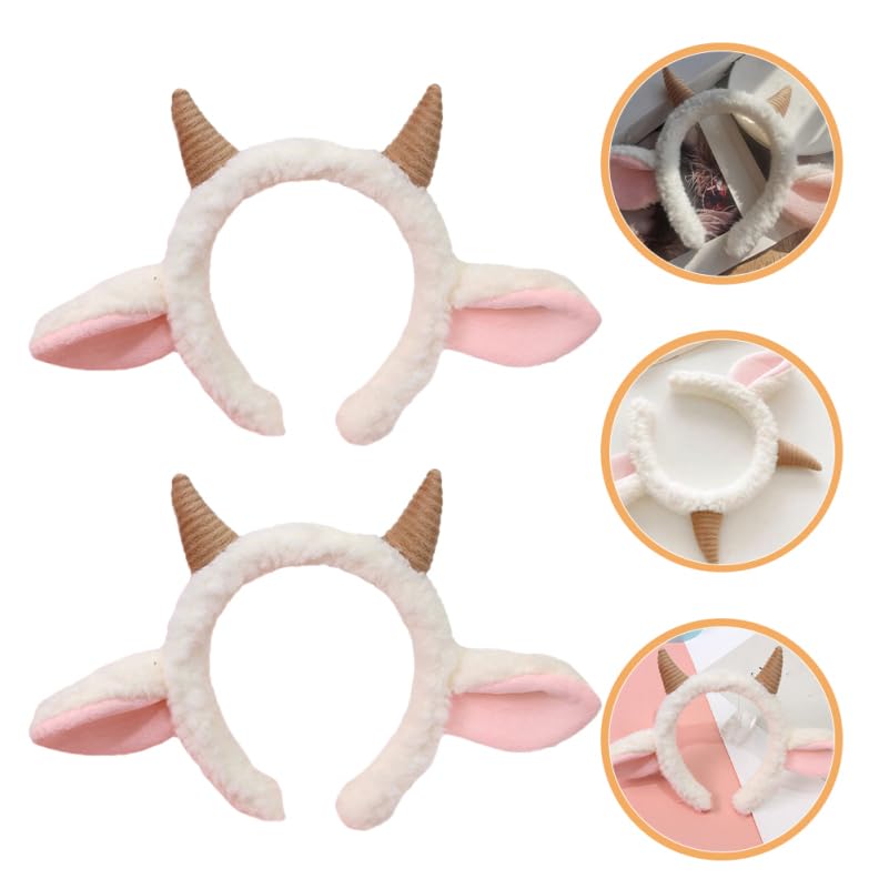 [OATIPHO] 2-Piece Claw Headband, Goat Horn Headband, Sheep Ear Cosplay Prop, Plush Sheep Headband, Party Sheep Ear Hair Decoration, Role-Playing