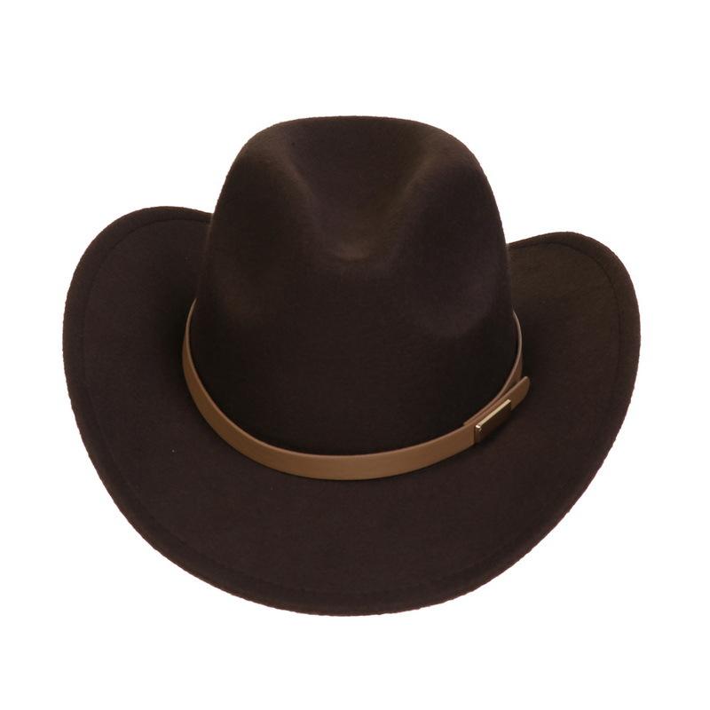 Western Cowboy Top Hat Spring And Autumn New Jazz Hat Big Brim Pentagram Belt Accessories Felt Hat Men And Women