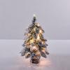 45cm Mini Christmas Tree with Snowflakes Flocked Tabletop Decor Lighted Xmas Tree with Wooden Base for Home Office Party Holiday
