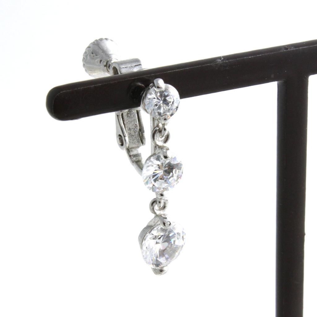 Vantaine Triple Stone Dangling Earrings Cubic Zirconia Silver E2-13