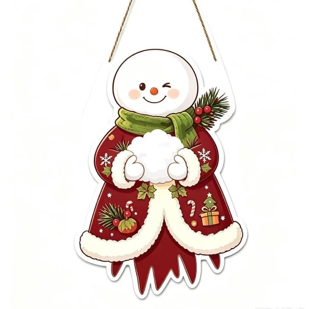 Rustic Style Christmas Hanging Ornaments 2D Flat Design Snowman Door Decoration  Home Wall