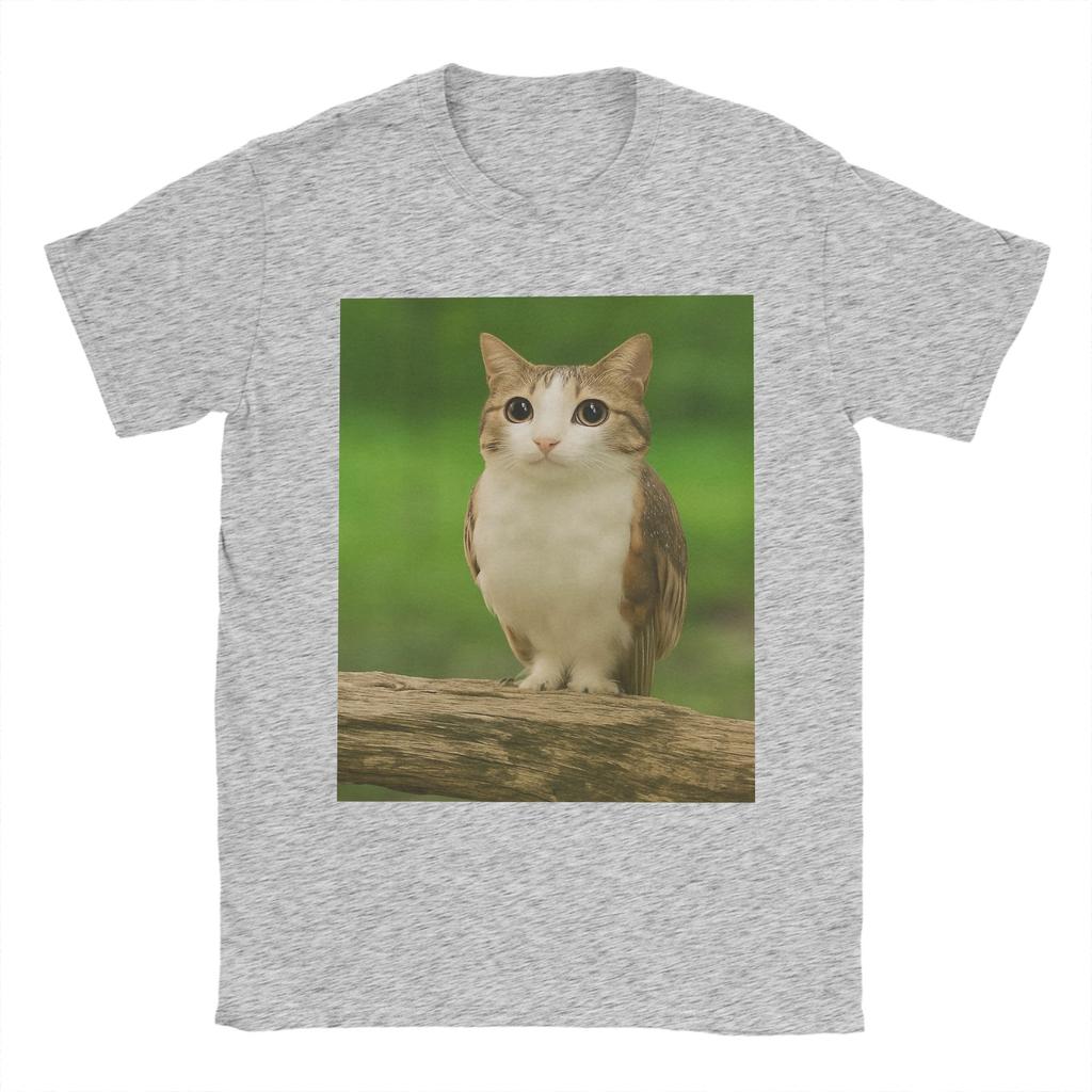Men's Meowl Cat Owl Funny Internet Trendy T Shirt  Cotton Tops Novelty Short Sleeve O Neck Tee Shirt Printing T-Shirts