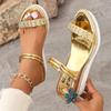 Mode Mode Gold Strass Keilsandalen für Damen 2025 Sommer Rutschfeste Strandschuhe Frau Leichte Plateau-Slipper Übergröße