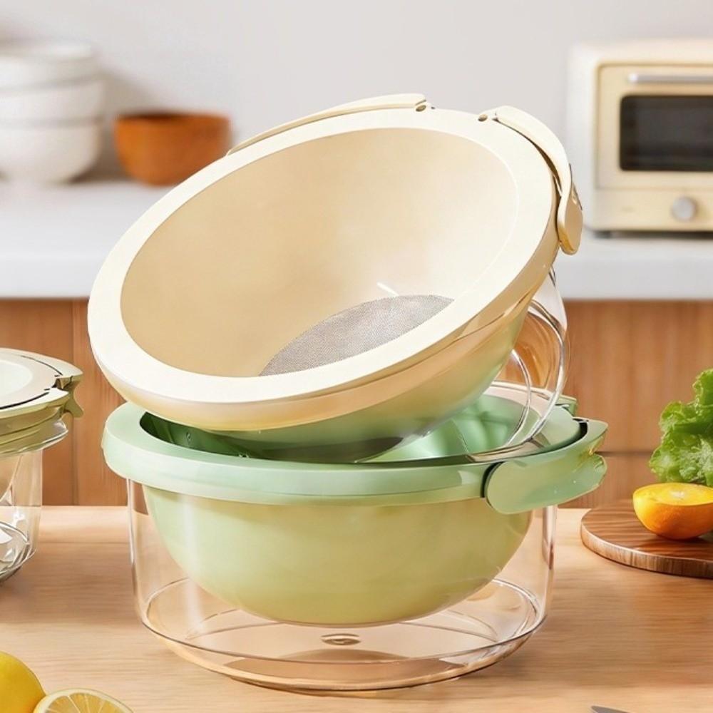 Plastic Double-Layer Drain Basket Sturdy Grain Washing Basin Kitchen Storage Baskets  Grain Washing