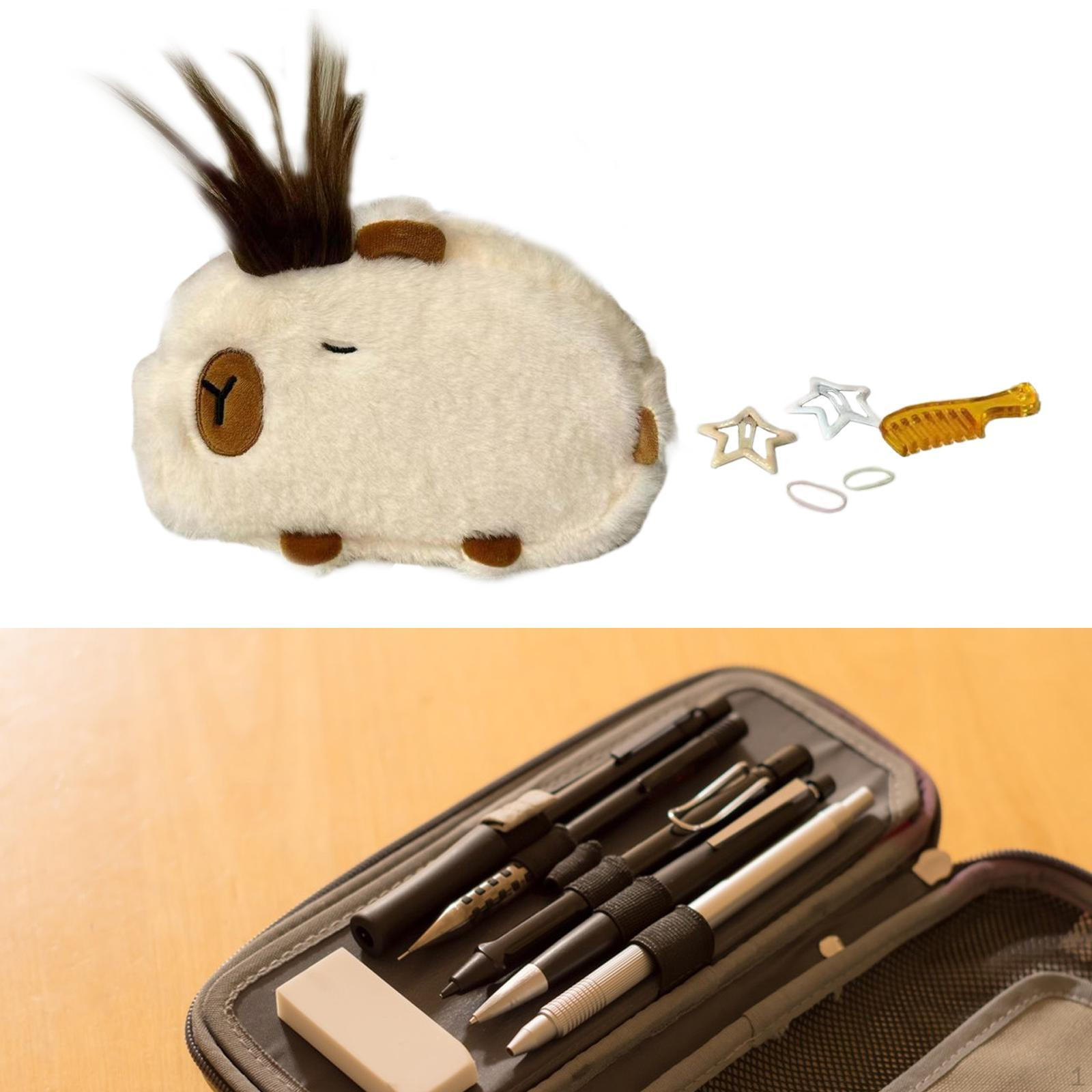 

Пенал із тваринним візерунком. Сумка для канцелярських товарів ручної роботи. Креативна сумка для шкільного приладдя бежевий