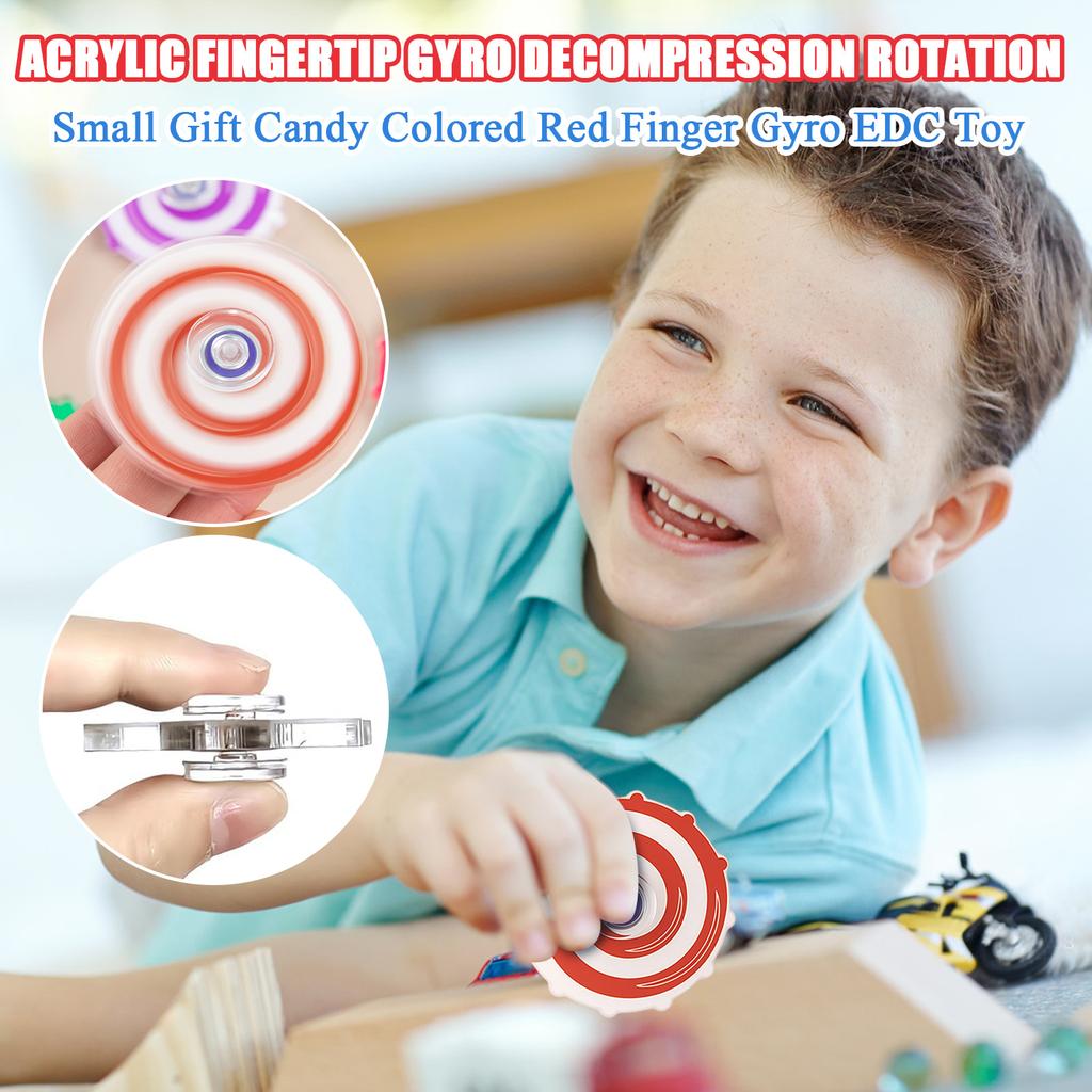 Acrylic Fingertip Gyro Decompression Rotation Small Gift Candy Colored Red Finger Gyro EDC Toy Randomly Ship One Out Of Nine Colors
