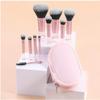 Set de 10 Pinceaux de Maquillage Portables Multicolores à Manche Court avec Sac de Rangement Voyage