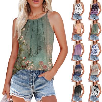 Γυναικεία Καλοκαιρινά Αμάνικα Τοπ Πλισέ Λαιμόκοψη Ο Εκτύπωση Καθημερινό Τοπ Αμάνικα Τοπ Για Γυναίκες Άνετη Εφαρμογή Αμάνικα Μπλουζάκια