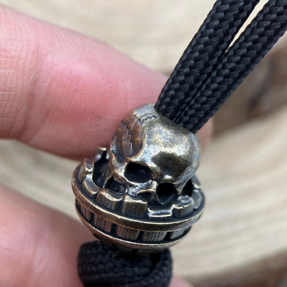 Wine Barrel Drunk Skull Head Brass Knife Bead EDC Outdoor DIY Accessories Woven Lanyard Pendant Jewelry Punk Bracelet Charms