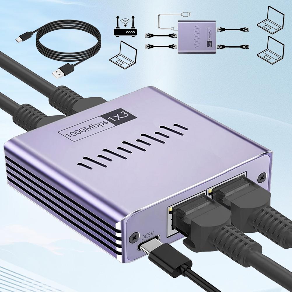 

1 To 2/3/4 RJ45 LAN Network Extension Adapter Gigabit Ethernet Splitter 1000Mbps Gigabit Network Hub Cable for Cat8/7/6/5e/5