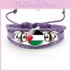 Palestinian Flag Design Gemstone Multi-layer Leather Bracelet Handcrafted Leather Rope Wristband Wholesale