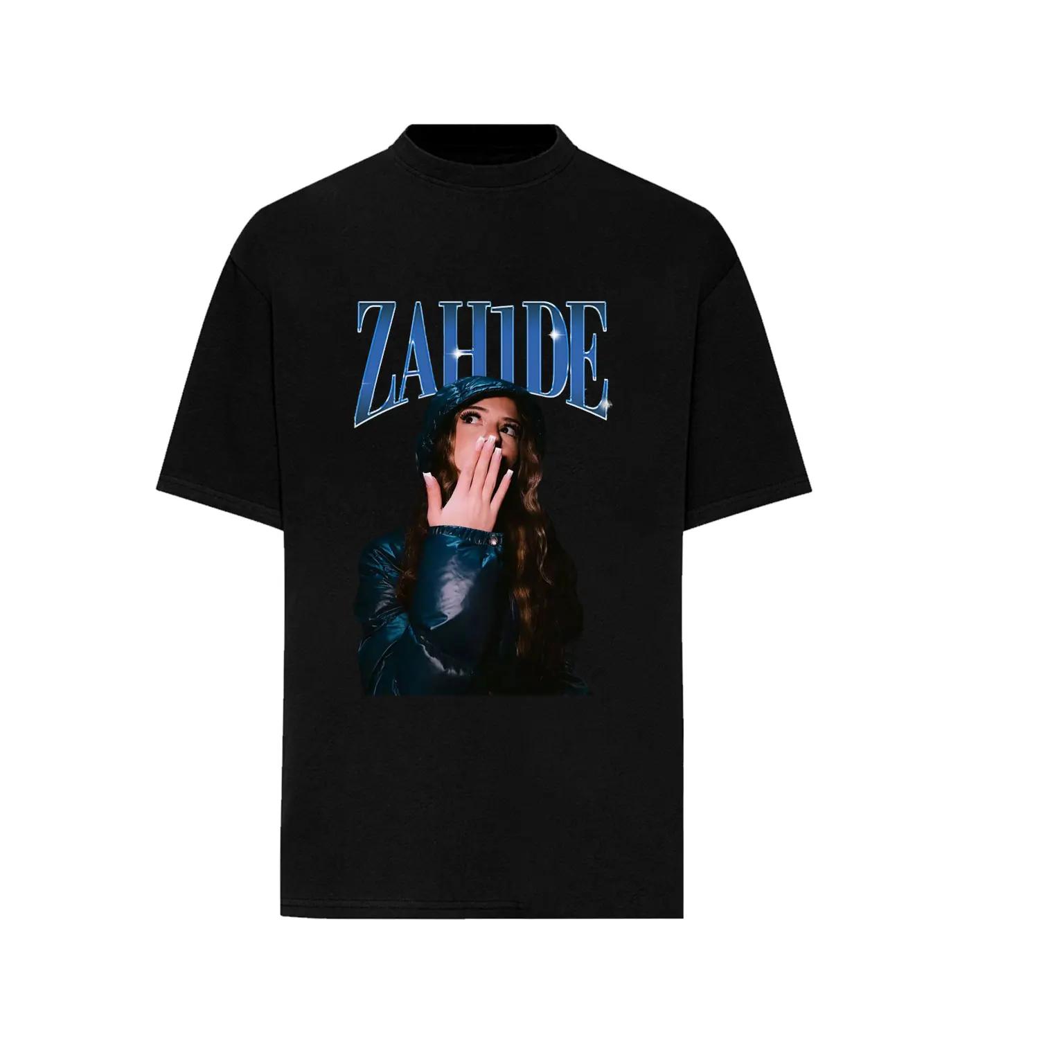 

Trendy German Singer Zahide Print T-shirt Short Sleeves Cotton Oversized Merch Tee Tik Tok Ins Star Men Women Unisex Black Tees 4XL