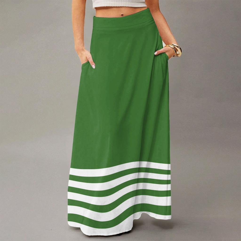 Damen Fließendes Maxi-Kleid Normal Lässig Gestreift Bedruckt Sommer Böhmischer Stil Rock