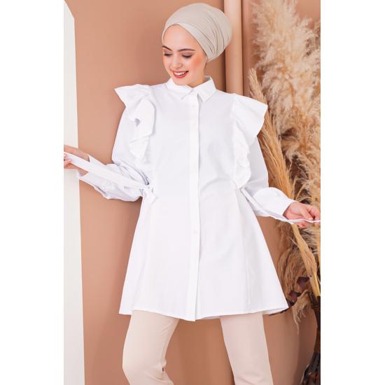 Tunica pentru damă, cu nasturi și cu volante, hijab