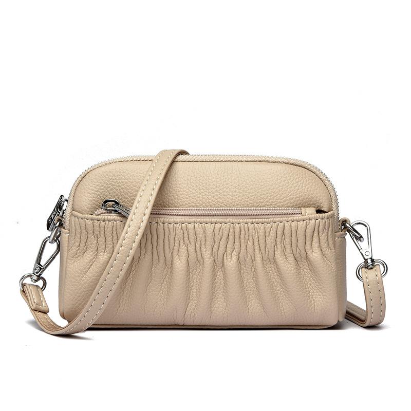 Modische Single-Shoulder Crossbody Clutch Weiches Leder Plissiert Retro Wolke Mama Tasche