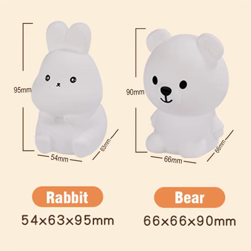 GGbingo Quality Silicone LED Night Light Lamp Cute Rabbit Bear Touch Control RGB Mood Night Lamp for Home Children