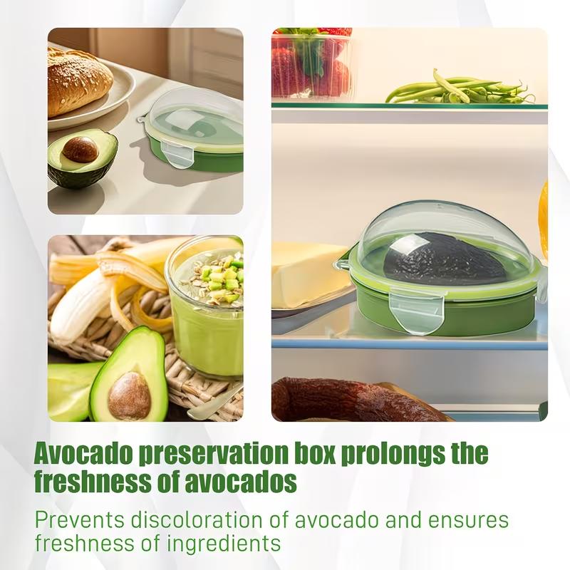 Reusable Avocado Storage Container Plastic Flip Top Fresh Fruit Keeper Box Rectangle Shape Food Saver Pod Dishwasher Safe