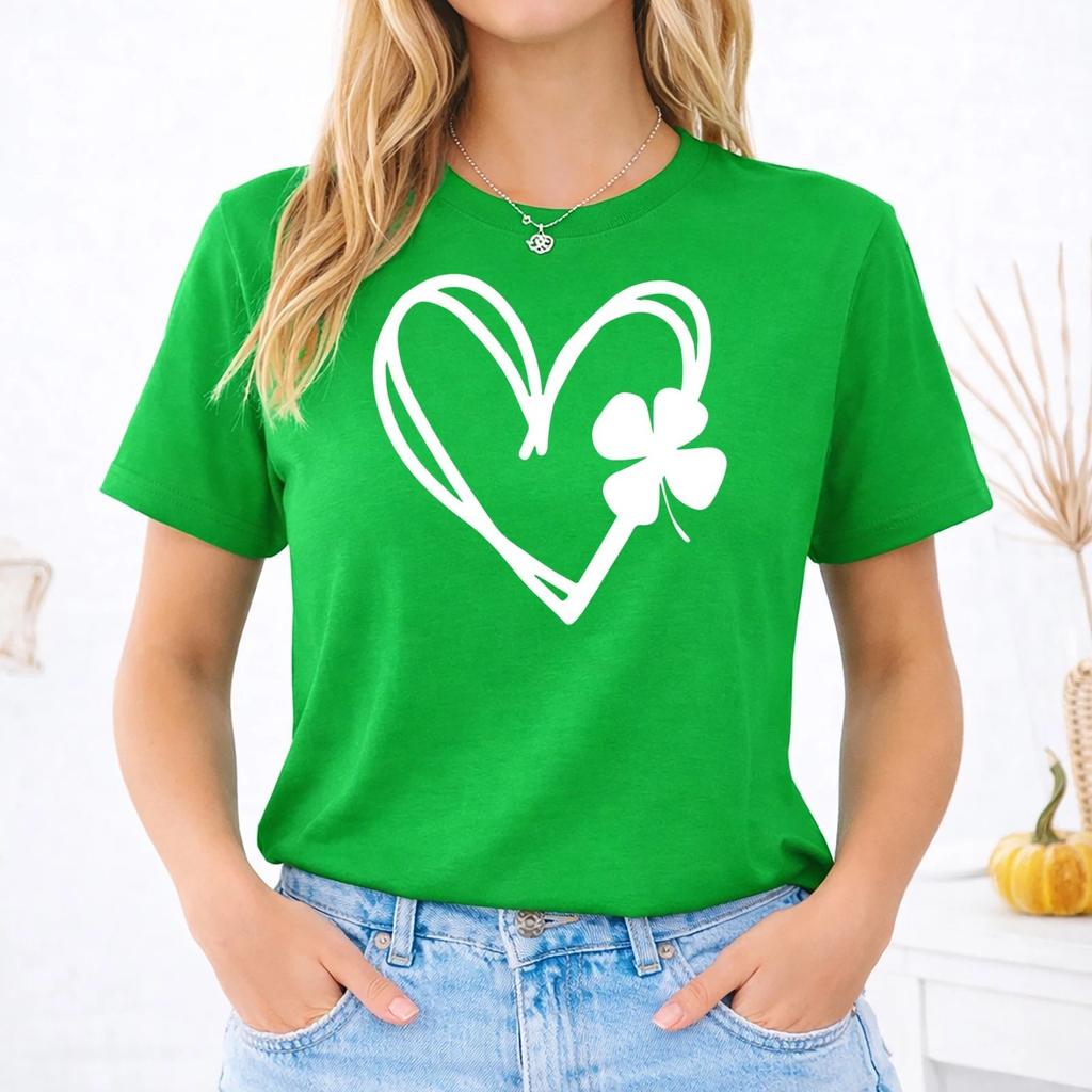 St Patricks Day T-Shirt - Irish Shamrock 2026 Gift for Him, Olive heart
