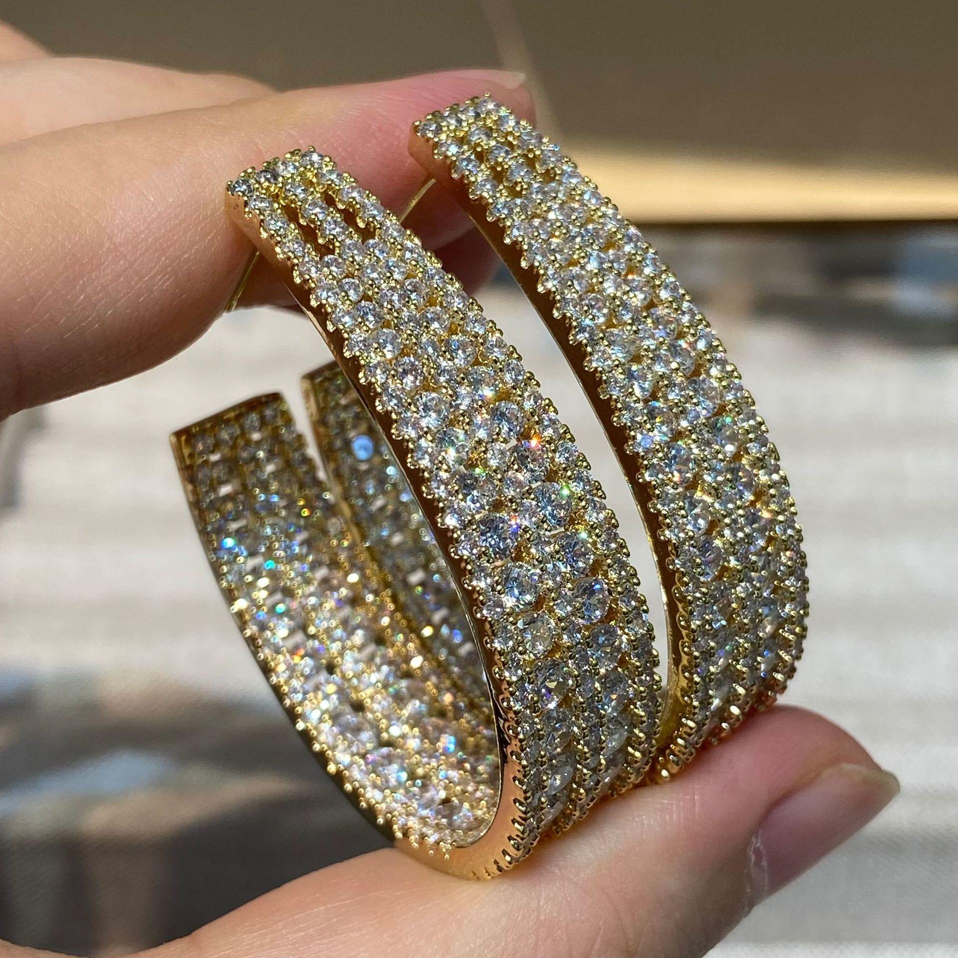 Luxury Heavy Industry Party Performance Zircon Micro-Set Earrings Party Dress With Elegant Earrings