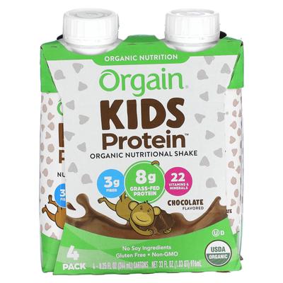 Batido nutricional orgánico de proteína para niños, sabor chocolate, paquete de 4, 8.25 onzas líquidas (244 ml) Cada