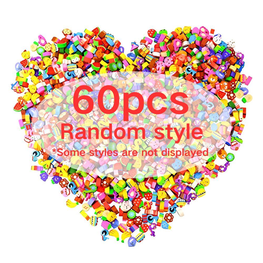 

60/240pcs 0.39-0.59inch Cartoon Erasers Cute Colorful Team Carnival Gifts School Student Prizes Classroom Rewards YMY