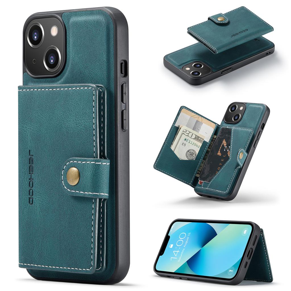 For iPhone 14 Case Leather+TPU Phone Cover Magnetic 2-in-1 Detachable
