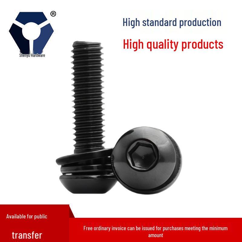 

ISO7380 Hex Socket Screw with Flat Washer, 304 Stainless Steel, Black Dacromet Finish, Salt Spray Resistant Round Cup Combo 8x60 [Black, 1 pc]