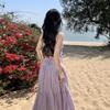Summer Fairy Holiday Style Long Dress Large Skirt Exposed Waist French Sling Backless Dress