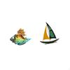 Glass Iron Conch Sailboat Figurine Sea Animal Sculpture Art Decor Craft Statue Ornament for Home