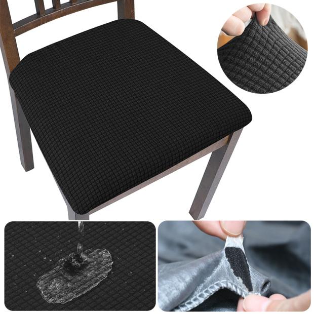 Waterproof Spandex Dining Chair Cover Removable Solid Elastic Seat Protector For Home Kitchen