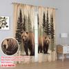 2pcs,2D Plane Printing Contemporary Curtains Forest Bears Duo 100% Polyester (without Rod) Gifts for Living Room, Bedroom, and