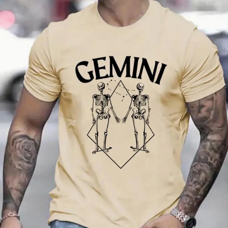 

Новая летняя мужская модная футболка с принтом «Два скелета», мужская футболка, топ 8XL бежевый