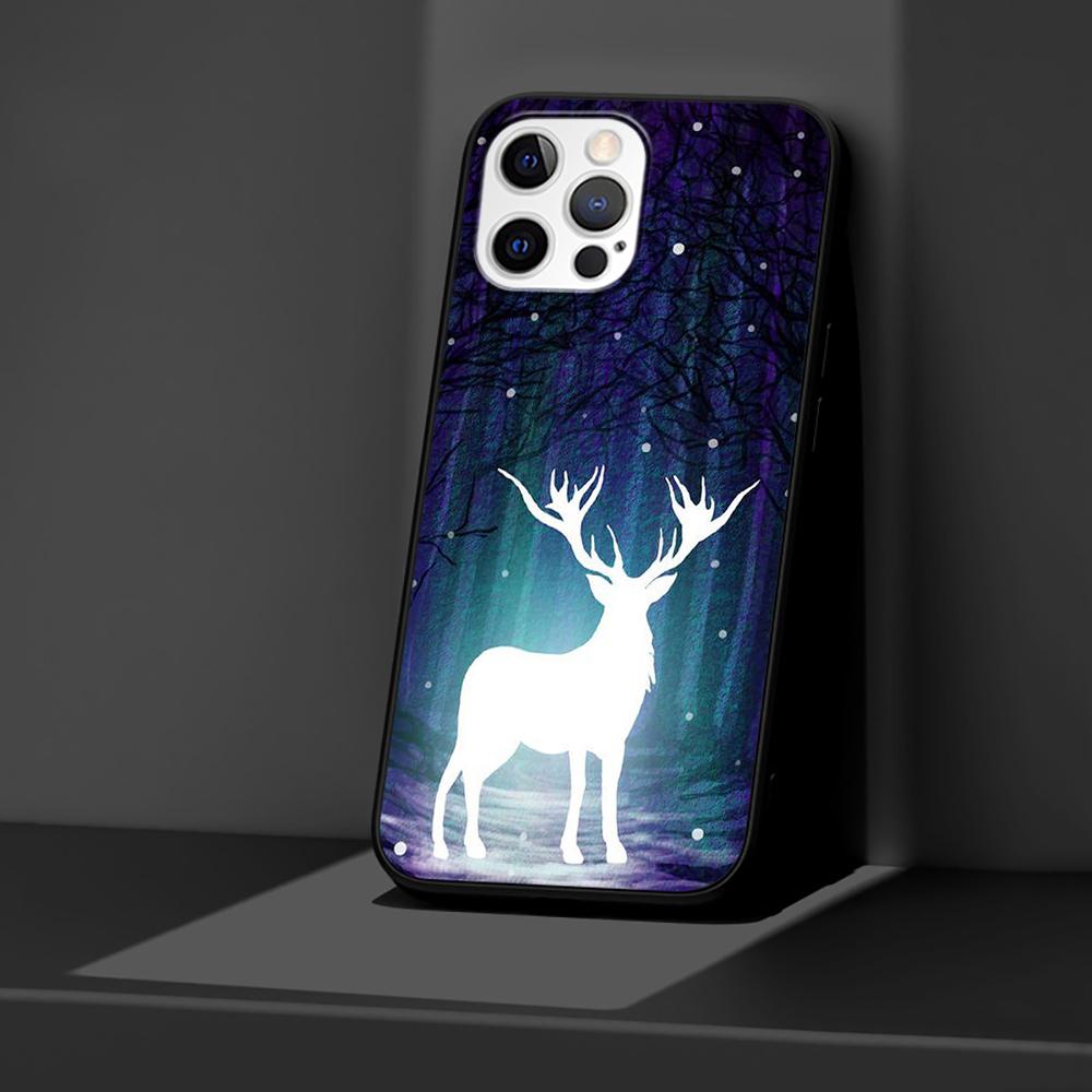 Husă neagră pentru iPhone 14 11 13 Pro Max 12 Mini XR 7 8 Plus SE 2020 XS 6 6S + Husă moale pentru geantă pentru telefon mobil Poster de artă cerb