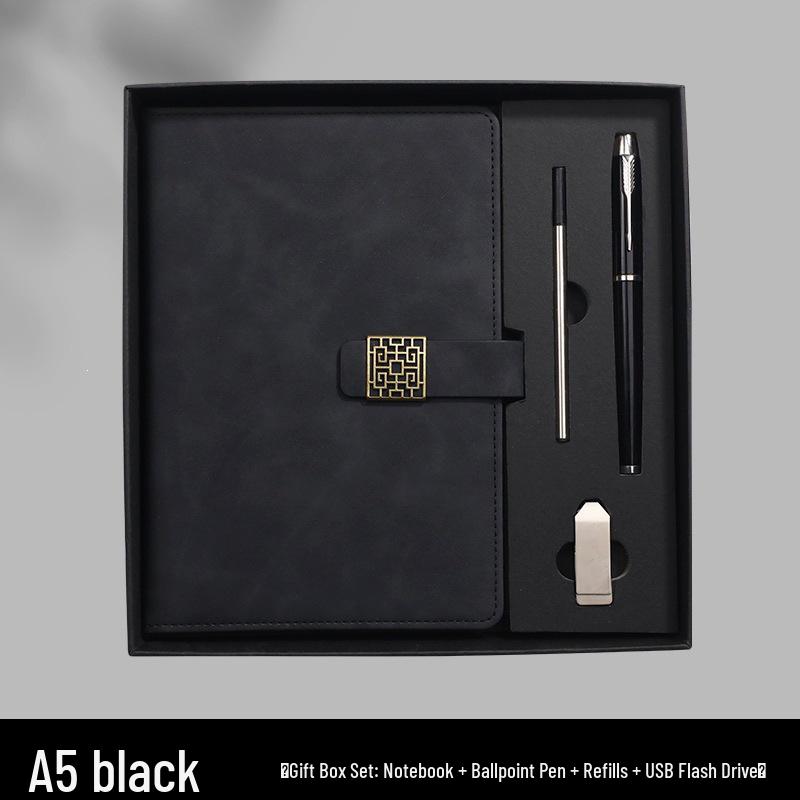 Faux Leather Business Laptop Gift Set with Buckle Student Diary & Stationery Notebooks