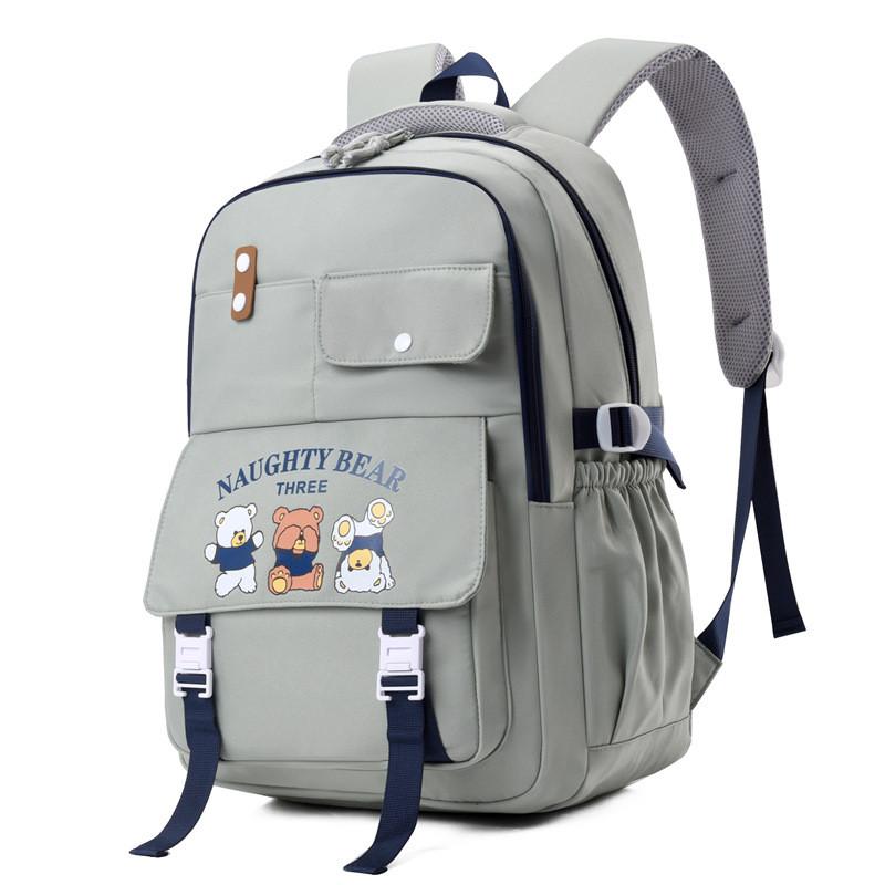 

Practical And Trendy Oxford Fabric School Backpack With Air Cushion For Use Everyday Gray Green