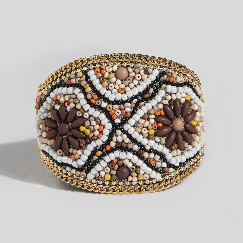 New Nepalese Shell Rice Bead Magnetic Buckle Handmade Ethnic Style Wide Waist Chain Bohemian Vacation Style Women's Bracelet