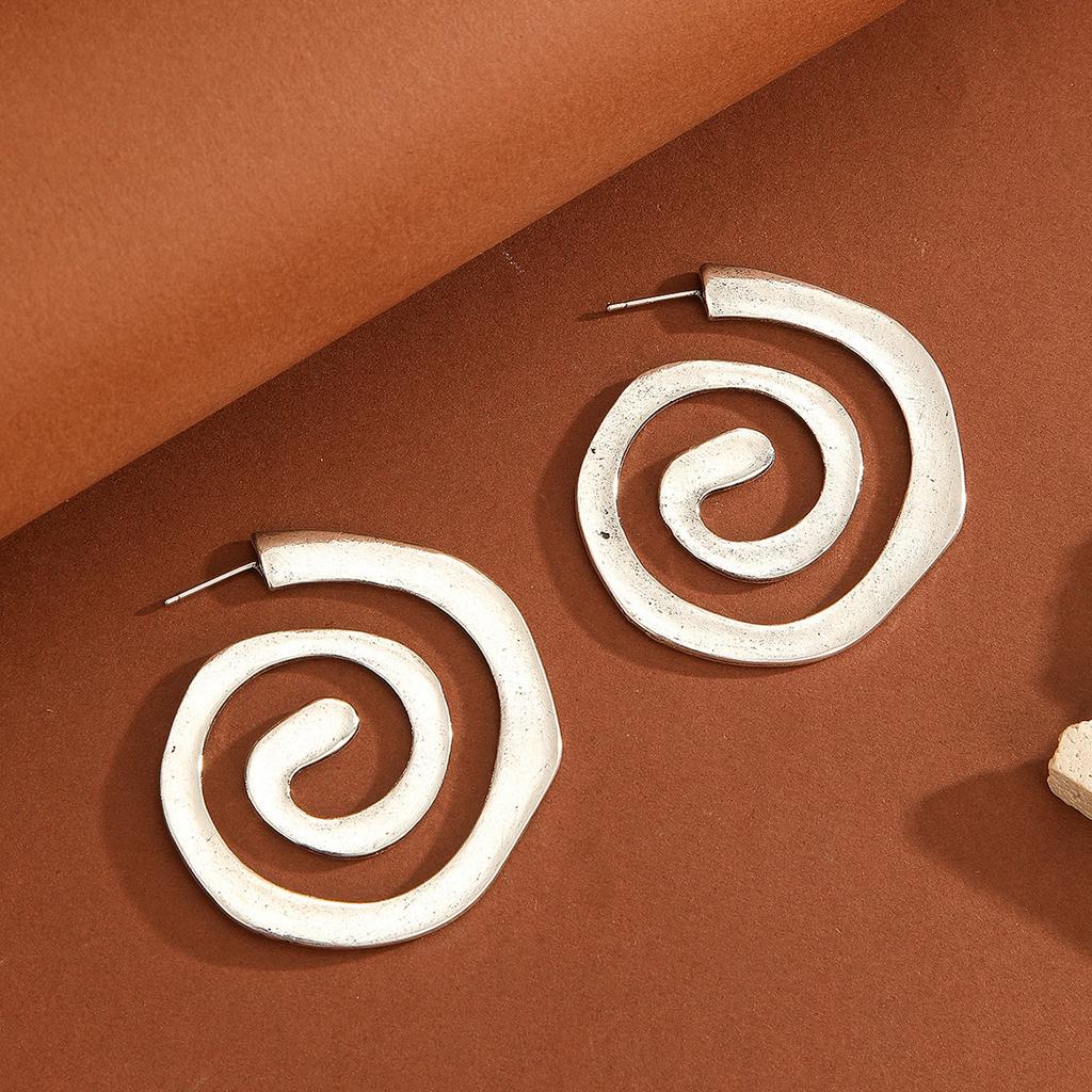 Bohemian irregular earrings wholesale new retro exaggerated jewelry high-end design spiral earrings