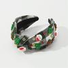 Christmas Theme Headband for Women Girl Non-Slip Knot Turban Headband Makeup Hairhoop Rhinestone Charm Plaids Hair Hoop