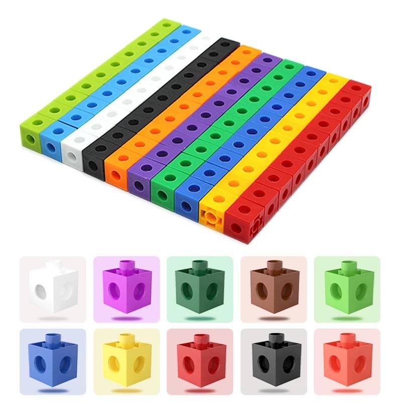 Montessori Rainbow Link Cubes Educational Toys Boxed Card Set Math Counting Learning Stacked Blocks Sensory Games Children Toys