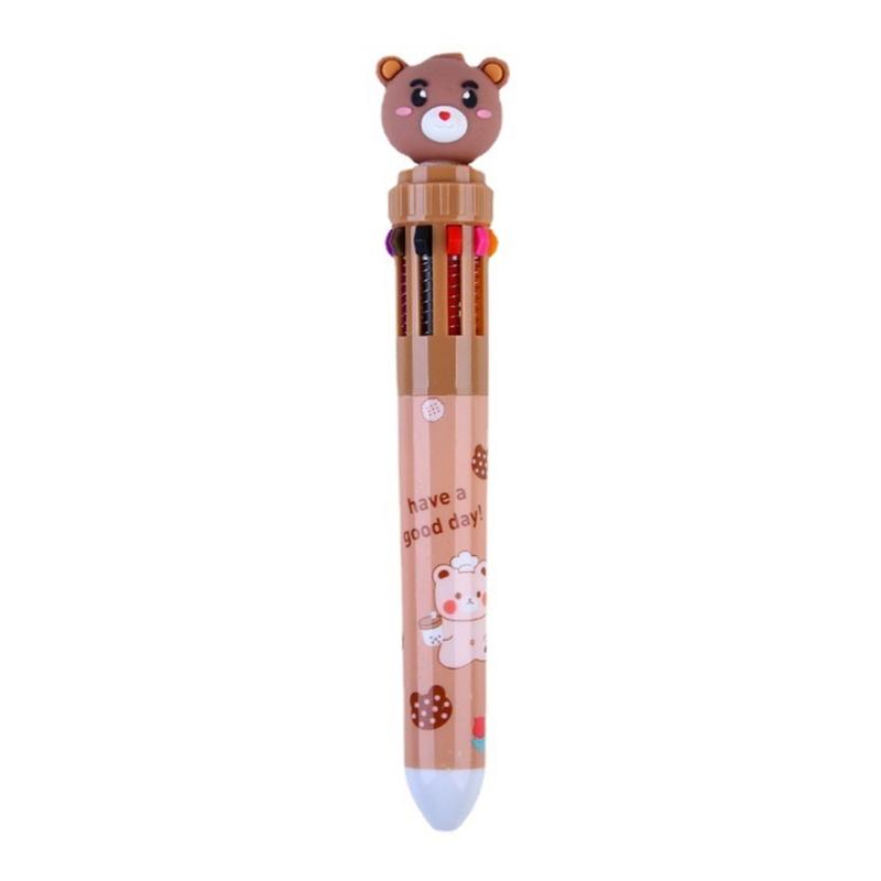 

Lovely Bear Ballpoint Pen 10 in 1 Retractable Ballpoint Pen Office School Supplies 0.5mm Multicoloured Pen for Student 1