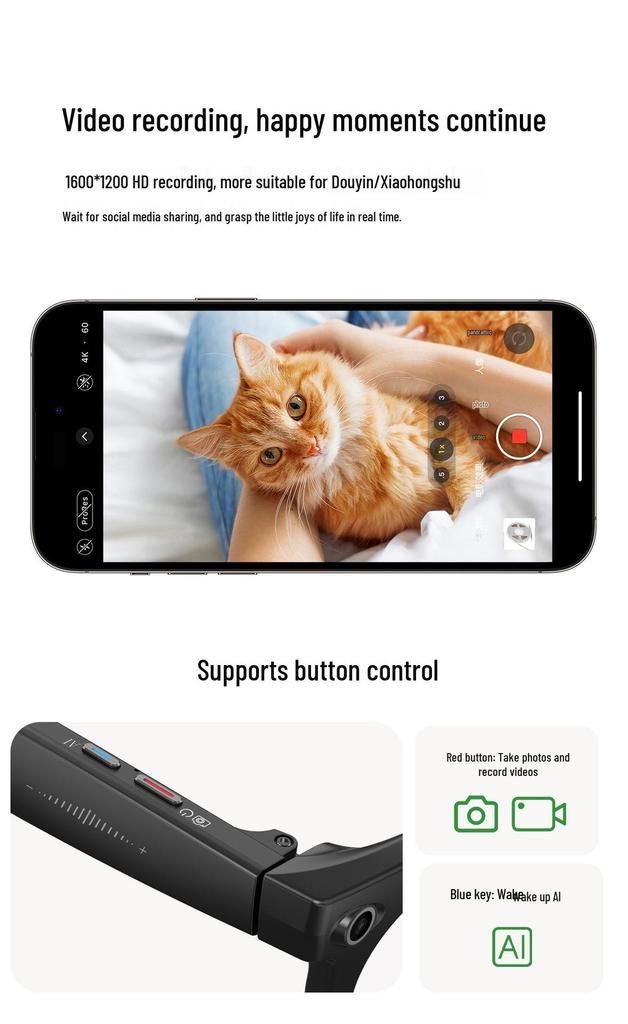Smart AI Voice Control Glasses with Bluetooth Music, Translation, and 800W Camera