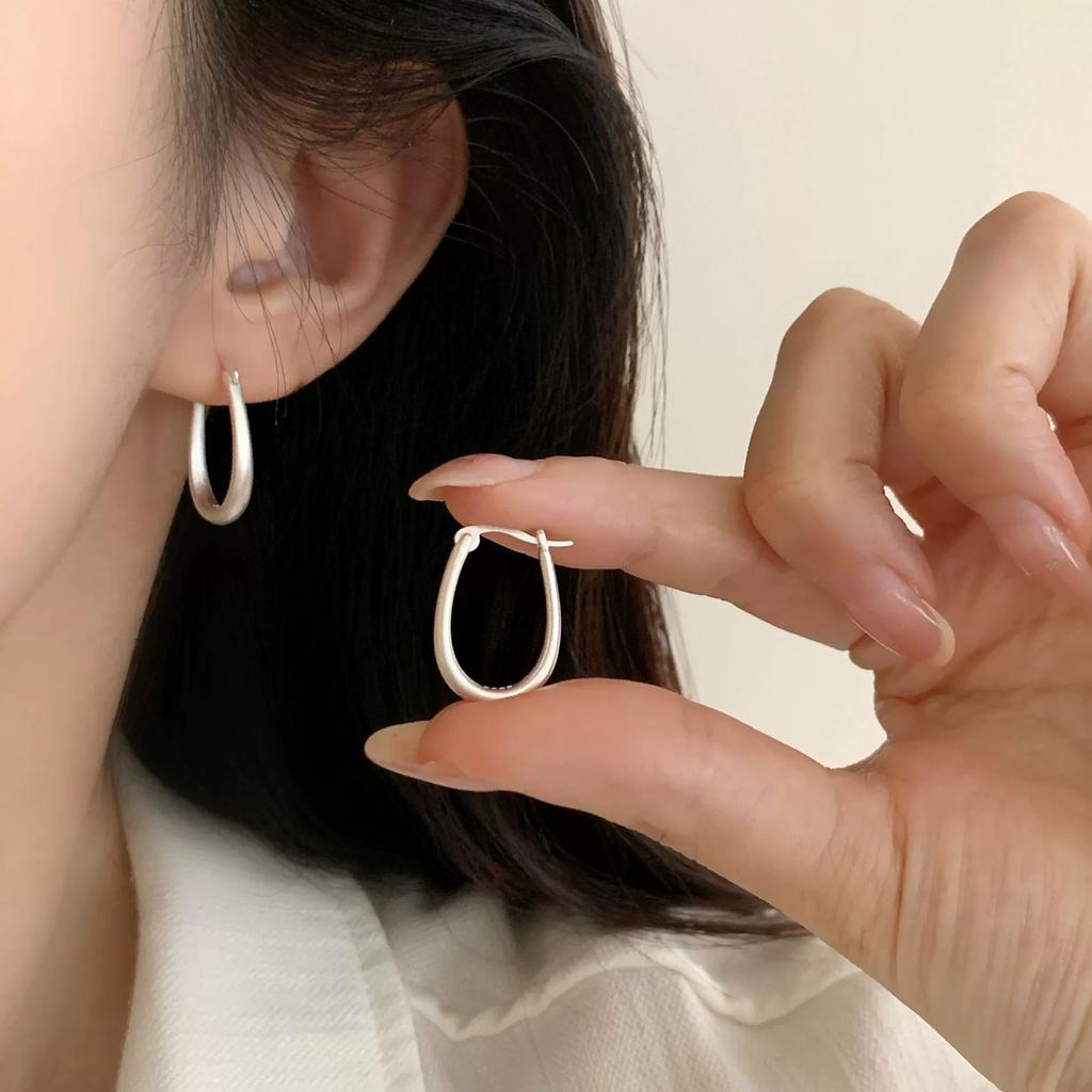 VENTFILLE925 Sterling Silver Studs Earrings For Women Round Matte Minimalist Ins Trend Office Jewelry Party Gift Dropshipping