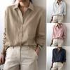 Women's Retro Solid Color Shirt - 2024 Autumn Chic High-Quality Mature Top