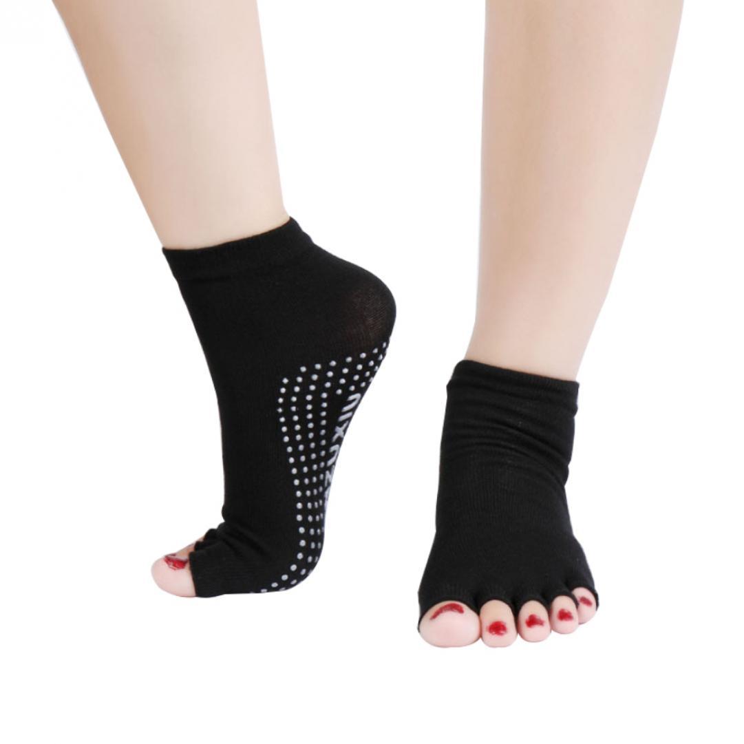 Toeless Half Toe Anti-slip Grip Ankle Yoga Socks Breathable Women Five Toe Socks