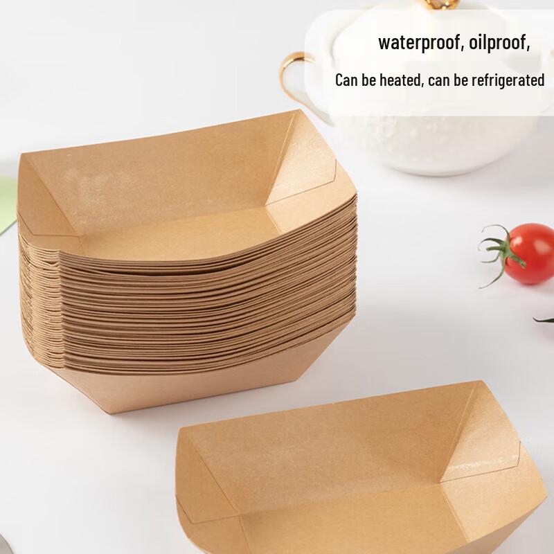 Disposable Kraft Paper Boat-Shaped Food Containers