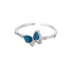 925 Silve Blue Dropwise Glaze Ring for Women Girl Gift Zircon Butterfly Sweet Romantic Jewelry