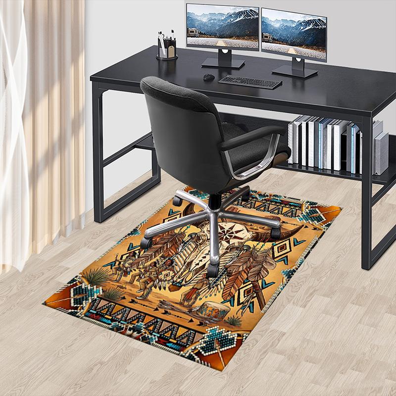 1PC Native American, Buffalo Skull Non-Slip Floor carpet, Office, family, bedroom, Studio - Large Area Rug,Decorative Mat, Longlasting Material-C0479