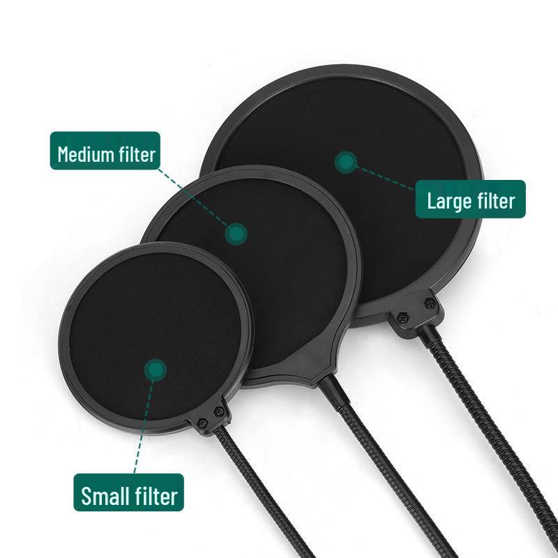 Adjustable Gooseneck Microphone Pop Filter for Streaming & Recording - Universal Clip-on, Small/Large